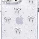 for iPhone 12 Pro Max Case, Bling Glitter 3D Bow Design Clear Soft Sparkly Protective Case for iPhone 12 Pro Max 6.7" 2020 (Silver)