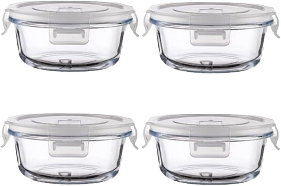 Small Round Glass Food Storage Containers With Lids, 1.5 Cup Round Meal Prep Bowls With Lids BPA-Free, Airtight Small Glass Food Containers for Microwave, Dishwasher, Freezer Safe-4 pack (transparent)