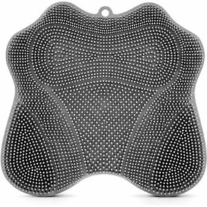 Dual-Sided Silicone Shower Foot Scrubber Mat  Foot Scrubber in Shower for Deep Cleaning & Exfoliation | Wall-Mounted Shower Foot Scrubber Mat & Back Cleaner for Men and Women (Grey, Standard)