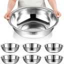 6 Pcs Stainless Steel Mixing Bowls Metal Mixing Bowls Extra Large Basin Salad Bowl with Deeper Edge, Dishwasher Safe, Mirror Finish for Home and Commercial, Silver (18 Inch 16 Qt)