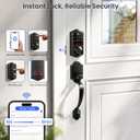 Veise VE017G-H Wi-Fi Smart Fingerprint Front Door Lock Set, Remote App Control, Keyless Entry Deadbolt with Handle, Backlit Keypad, IP55 Weatherproof, Auto Lock, Easy to Install, Matte Black