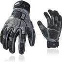 Vgo 1Pair Safety Leather Work Gloves, Mechanics Gloves, Impact Gloves, Anti-Vibration Gloves, Rigger Gloves, Heavy Duty, Water Resistant(Size XL, Gray)