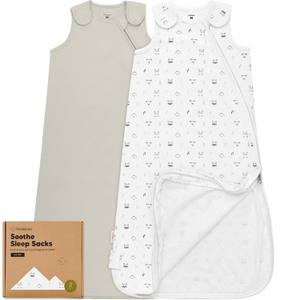 2-Pack Organic Baby Sleep Sacks, 100% Cotton - Soft & Breathable 0.5TOG Baby Wearable Blanket, Toddler Sleeping Sack 6-18 months, Easy to Wear Transitional Swaddles for Newborns, Infants (Nordic, M)