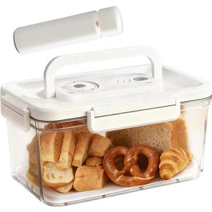 Bread Box with Vacuum Pump,Airtight Bread Box with Lid Time Recording, Vacuum Sealed Bread Storage Container, Portable Handle,Multiple Uses for Storging Fruits Cereal Bagel Toast Donut