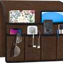 Joywell Recliner Organizer with 6 Pockets Armchair Caddy Remote Control Holder for Couch Armrest Organiser Non Slip Sofa Arm Chair Caddie Storage for Magazine, Tablet, Phone, iPad, Brown (19'' x 35'')