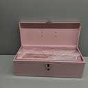 16" Portable Metal Toolbox Large Tool Box 18-Gauge Fishing Tackle Box Tool Box Drawer Organizer With Metal Latch and Handle Pink