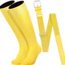 Baseball Socks and Belt Combo Set for Youth Boys Girls Adult, Softball Tball Belt Socks with Elastic Belts (Large, Yellow)