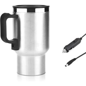 12v Car Heated Mug, 450ml Stainless Steel Travel Heated Mug, Portable Vacuum Insulation Car Mug, Universal for 12v Power Supply Car