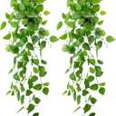 LOYWREE 2 Pack Small Artificial Hanging Plants with Faux Ivy Vine and Hanging Pothos 39Inch Fake Plant Realistic Greenery for Shelf Decor in Home, Office, Indoor & Outdoor Gardens