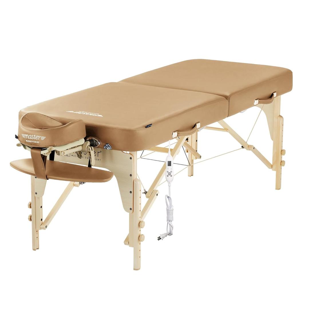 Master Massage 30" Full Size Phoenix Therma Top Portable Massage Table Package (Built in Heating Pads)- Esthetician Bed- Folding Foldable Beauty Salon Tattoo Facial Lash Bed with Heated Top, Otter
