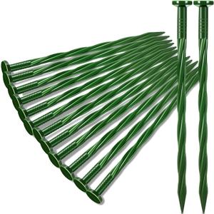 Jetec 150 Pcs 8 Inch Green Landscape Plastic Edging Spikes Spiral Anchoring Garden Nails for Paver, Weed Barriers, Turf, House Construction Ground Lawn