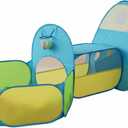 3 in 1 Kids Play Tent with Tunnel & Ball Pit, Pop Up Indoor/Outdoor Playhouse for Boys and Girls, Crawling Tunnel Toy with Fun Toss It Game Zone, Easy Setup Foldable Carry Bag (Balls Not Included)