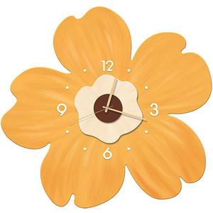 Flower Shaped Wall Clock, Wall Clock Silent Non-Ticking Kids Room, Daisy Flower Shaped Wall Clock, Flower Style Wall Hanging Clock Yellow