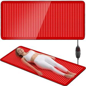 Full Body Red Light Therapy Mat, 2in1 LEDs (660nm& 850nm) Red Light Therapy Blanket, 76.8 x 33.4 Premium Material, Adjustable Timer & Intensity