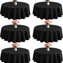 joybest 6 Pack Round Tablecloths 60 Inch Black Table Cloth Fit 20 to 42 Inch Tables, Washable Polyester Fabric Table Cover for Wedding Party Reception Formal Events