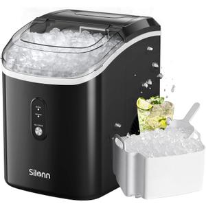 Silonn Nugget Ice Maker Countertop - 33lbs/24H, Pebble Ice Maker Machine with Self-Cleaning Function, Portable Ice Makers for Home Kitchen Office