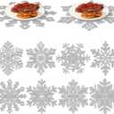 Havawish 56 Pcs Snowflake Placemats Christmas Disposable Place Mats Winter Table Decorations Round Snow Flake Table Mats Christmas Table Decorative for Holiday Festival Dining Tableware