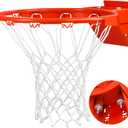 Basketball Rim Replacement, Heavy Duty Breakaway Rim and Net, Universal 18" Professional Double-Spring Solid Steel Backboard Rims Fits In-Ground and Wall-Mounted Basketball Hoops Indoor Outdoor