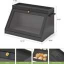 Bamboo Bread Box with Shelf for Kitchen Counter-Large Capacity Bread Storage Container with Wavy Arcylic Transparent Door Bamboo Wooden Farmhouse Bread Box for Your House (Black)