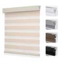 Joydeco No Drill Zebra Blinds for Windows, Cordless Day & Night Dual Sheer Roller Shades, Easy Installation, Free-Stop Light Filtering Privacy Blinds for Home(Beige,33" W x 75" H,2025 Version)