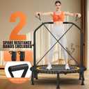 ANCHEER 48" Foldable Rebounder Trampoline for Adults/Kids with Resistance Bands and Bungees, Indoor & Outdoor Mini Trampoline with Bar and Safety Padding - Max Load 450lbs (Orange)