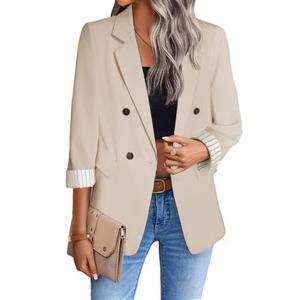 3/4 Sleeve Blazer Jacket for Women 2026 Spring Summer Beige Lightweight Light Business Casual Work Office Professional Short Sleeve Fashion Dressy Womens Ladies Tops Women's Blazers & Suit Jackets, Size XXL