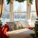 6 x Rustic Merry Christmas Tree Pillow Covers, Farmhouse Christmas Decor, Xmas Tree Forest Winter Holiday Lumbar Pillow Covers for Home Living Room Bedroom Sofa Couch,20x12 Inch,BB117 (27 Color)