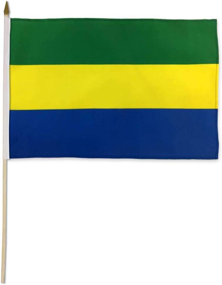 Flags Importer Gabon Dozen 12x18 Stick Flags, Multicolor