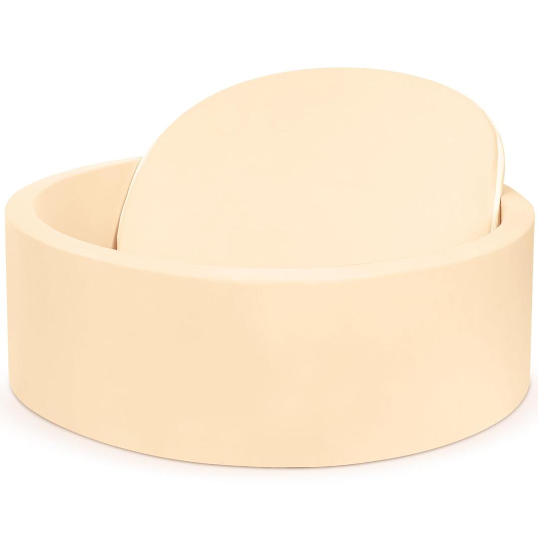 Foam Baby Ball Pit 35.4"x 11.8" for Toddlers, Soft Round Kiddie Playpen Ball Pool for Kids with Soft Memory Sponge for Babies Indoor Game(Balls not Included) Mocha 35.4IN