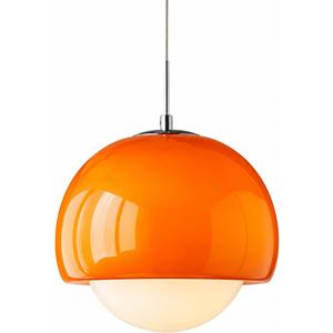 Glass Orange Sphere Pendant Light Modern Ceiling Fixture Chandelier, Handcrafted for Dining Room & Bedroom Home Decor, 59 inches