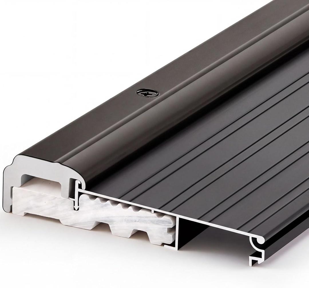 Blulu 48" Aluminum Exterior Door Threshold 5 5/8" Swing Threshold Black Heavy Duty Aluminum Door Sill Pan for Weatherproof & Easy Install for Residential/Commercial Use (1 Pcs), 5 5/8" Wide X 48"