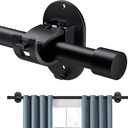 Curtain Rods for Windows No Drilling 30 to 45 Inch, 5/ 8 Inch Diameter Drapery Rods, No drill Curtain Rod Set with 3M Self Adhesive Curtain Rod Holders for Bedroom, Living Room, Kitchen, Black, 30"-45"