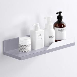 YOHOM Gray Adhesive Floating Shelf No Drilling for Bathroom Tile Wall Stick on Shower Shelf Rack Organizer 14.96inch