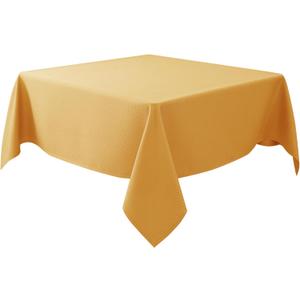 Biscaynebay Fall Tablecloth Textured Fabric Square Tablecloths 54x54'', Fall Gold Thanksgiving Autumn Harvest Water Resistant Fabric Tablecloths for Kitchen, Dining, Wedding, Parties Machine Washable