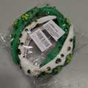 St. Patrick's Day Headband for Women, Lucky Shamrock Hair Accessory with Rhinestones, Green Crystal Knotted Hairband for Irish Holiday, Parade & Party