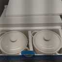 DELLING 28 Oz Soup Bowls with Handles and Lids, Large French Onion Soup Bowls, Ceramic Soup Crocks for French Onion, Oven Safe Bowls for Chili, Beef Stew, Cereal, Pot Pies, Bowls Set of 4, White