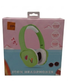Icon Headphones. Comfortable Padding. High-Quality Sound. Cute Icon Feature. Green
