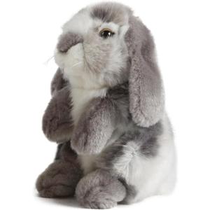 Living Nature Grey Sitting Lop Eared Rabbit Stuffed Animal | Fluffy Rabbit Animal | Soft Toy for Kids | 7 inches