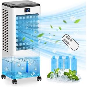Portable Air Conditioners, 8L Evaporative Air Cooler with 12H Timer and 4 Mode, Portable AC with 3 Speed and 120° Oscillation, Fast Cooling Room Air Conditioner for Bedroom Home Garage Office Nursery