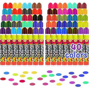 Crtiin 80 Pack Dot Markers 40 Assorted Colors Daubers 0.4 oz Dot Marker Art Bulk Bingo Game Supplies for Toddlers Kids Preschool Adults Classroom DIY Painting Coloring Drawing Craft Gift (Rainbow)