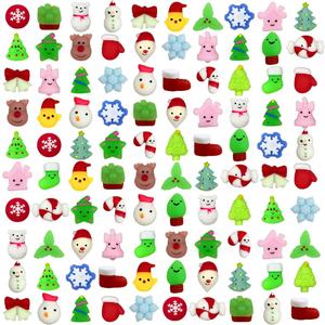 Anditoy 100 PCS Christmas Mochi Squishy Toys Squishies Christmas Toys for Kids Girls Boys Toddlers Christmas Party Favors Stocking Stuffers Gifts