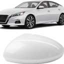 Moonlinks Compatible with Nissan Altima 2019 2020 2021 2022 2023 2024 Left Side Mirror Cover Replacement, Pearl White Exterior Left Driver Side Door Rear view Mirror Cap Trim (White-Left)