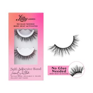 Lilly Lashes 3D Self Adhesive Eyelashes, No Lash Glue Needed, Body Heat Activated Press on Lashes, Reusable Self Adhesive Eyelashes Up to 5x, Easy to Apply & Remove 