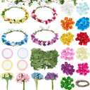 INFUNLY 20 Set Rose Flower Crowns Making Kit Make Your Own Floral Crown Wreath Colorful Garland Headbands Craft Kit DIY Fairy Sunflower Hair Accessories for Birthday Party Wedding Decor