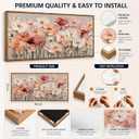 3D Framed Textured Pink Flower Canvas Wall Art 20x40In