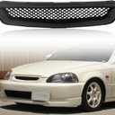 Front Bumper Grille Fit 1996 1997 1998 for Civic CX/DX/EX/LX/HX,ABS Plastic Type-R Black Mesh Front Upper Grill Guard Replacement Part