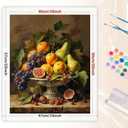Still Life Paint by Numbers Kit for Adults - DIY Fruit Bowl with Pears and Grapes Painting on Canvas 16x20 Inches, Acrylic Paint Set, Suitable for Beginners, Art for Home Decoration or Gifts