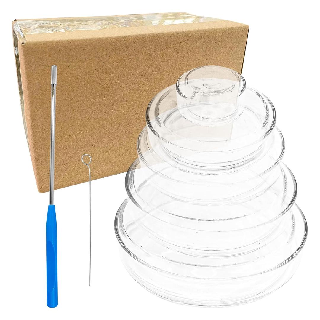 5Pcs Glass Petri Dishes with Lids, High Borosilicate Glass Petri Dish with A Inoculation Loop, Reusable Culture Dishes for Culture Plate Lab Science Experimen (30mm, 60mm,75mm,90mm100mm)