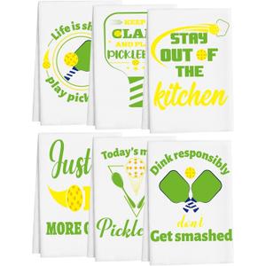 TYUUKL 6 Pcs Pickleball Gift Kitchen Towels for Pickleball Lover Player, 16 x 24 Inch Funny Pickle Ball Dishes Accessories Novelty Hand Cloth Kitchen Decor for Women Men Sport Player Coach