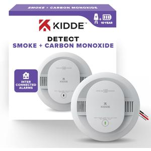 Kidde Hardwired Smoke & Carbon Monoxide Detector, 10-Year Battery Backup, Interconnectable LED Warning Light Indicators